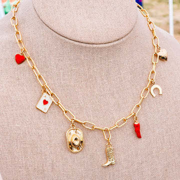 Western Charm Texas-Inspired Gold Charm Necklace