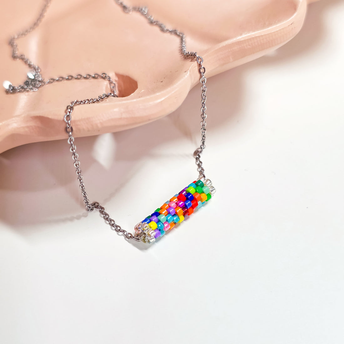 Minimalist Cylinder beaded Necklace