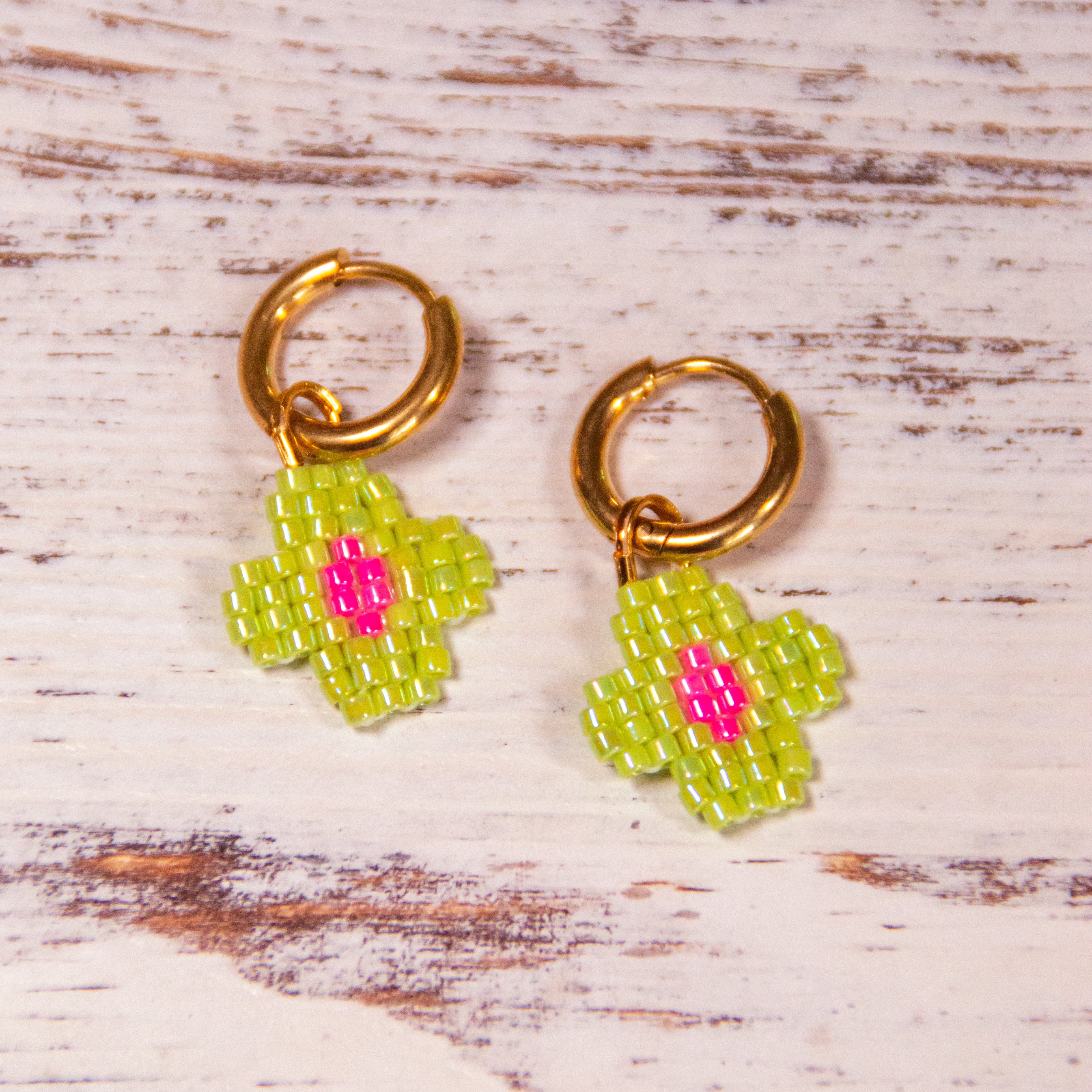 Little Flowers Beaded Hoops