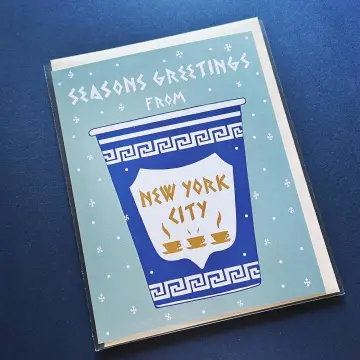 Coffee Cup Christmas Card New York Ny Greeting Holiday