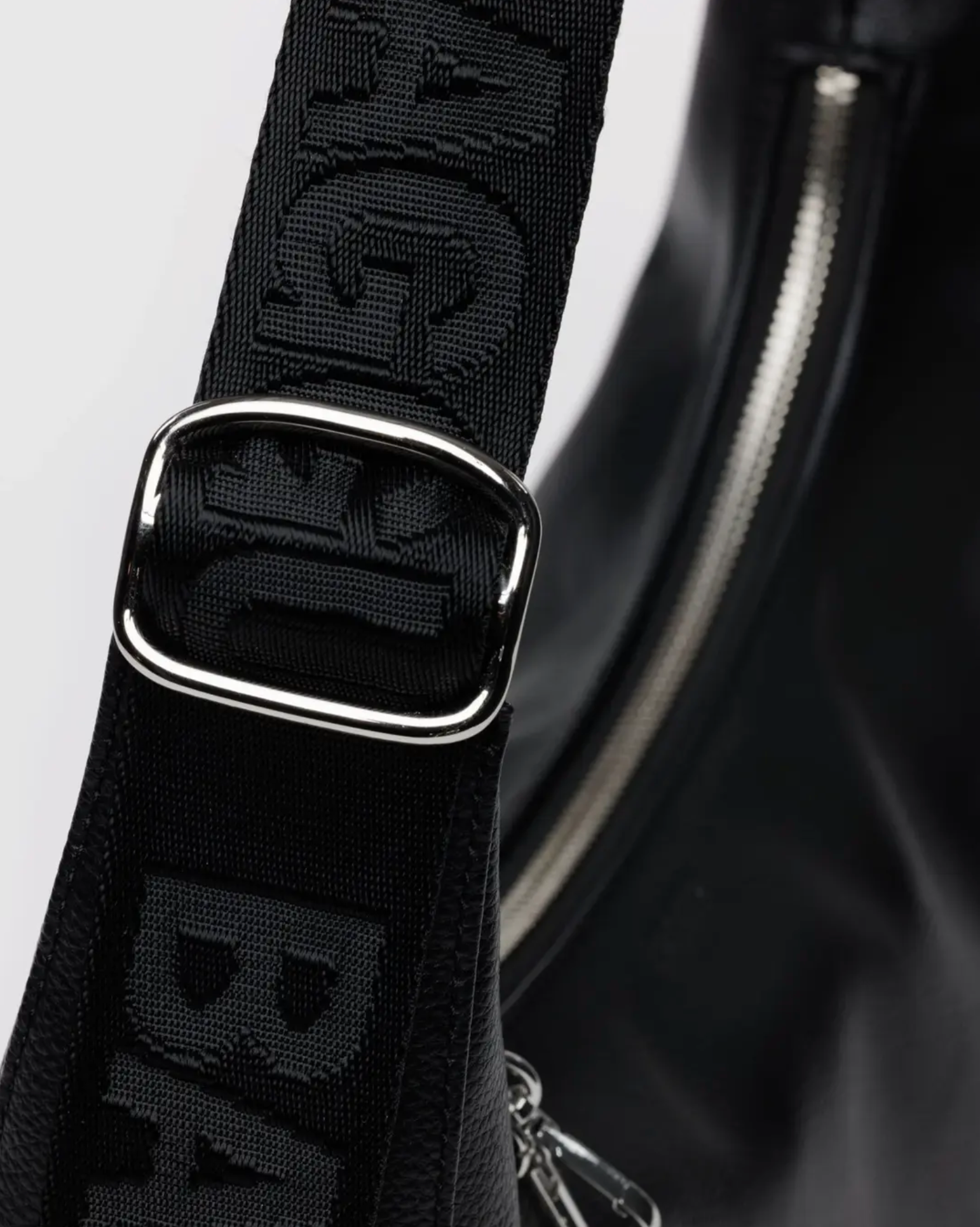 Medium Recycled Leather Crescent Bag Black