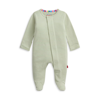 Green Stripe Organic Cotton Magnetic Footie