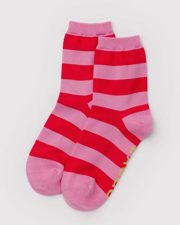 Baggu Crew Sock - Pink Stripe
