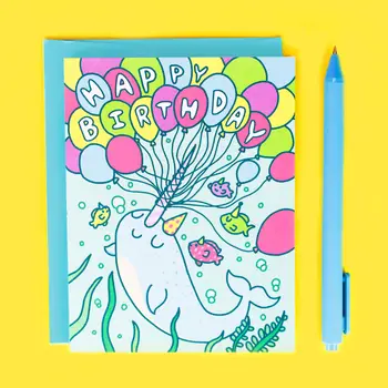 Have An Awesome Birthday Narwhal Card
