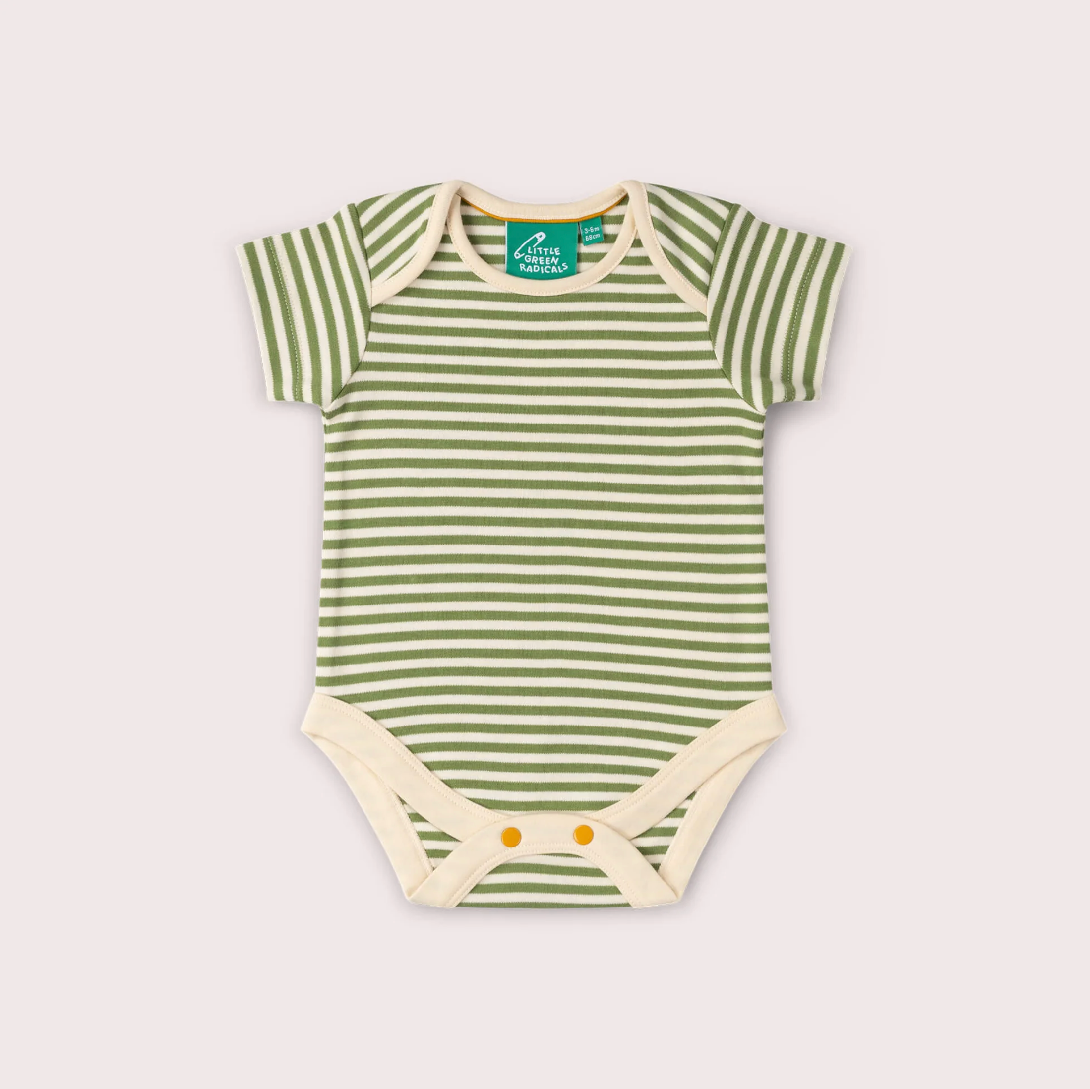 Olive Green Striped Organic Baby Bodysuit