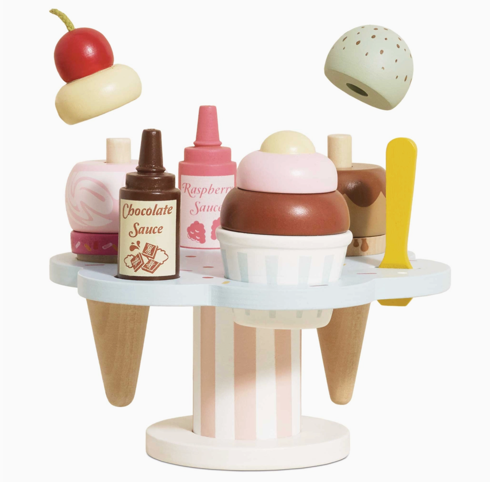 Wooden Ice Cream Stand & Toppings