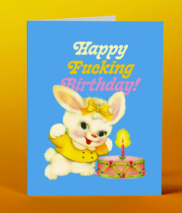 Happy Fucking Birthday Blue Bunny Card